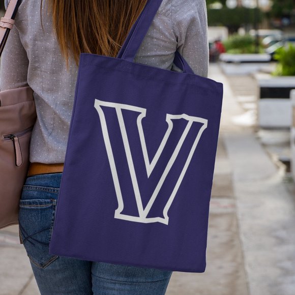 NEW Villanova Wildcats V Logo Canvas Medium Tote Bag NAVY - Picture 2 of 2